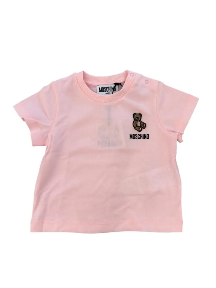 tshirt rosa neonata mini logo teddy