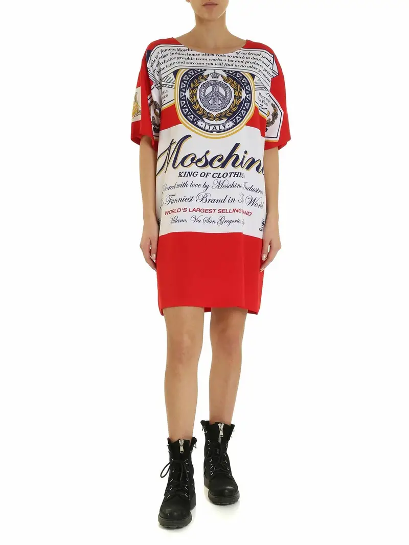 Moschino x Budweiser abito rosso