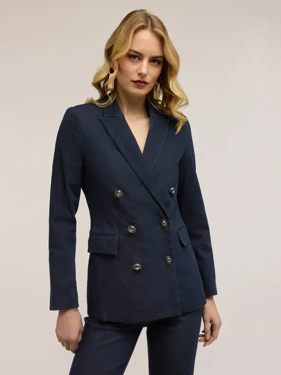 Blazer doppiopetto in denim Donna, Blu