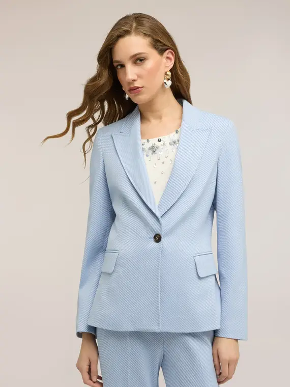 Blazer in tessuto tinto filo a righe Donna, Azzurro