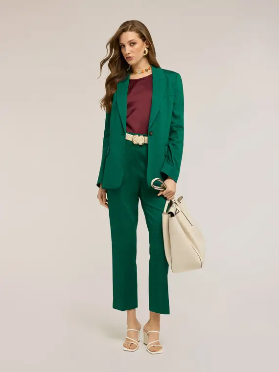 Blazer monopetto misto lino Donna, Verde