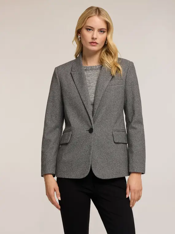 Blazer strutturato tinto filo Donna, Grigio
