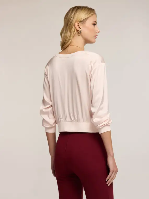 Blusa in crepe de chine con vestibilità boxy Donna, Rosa miniatura 2