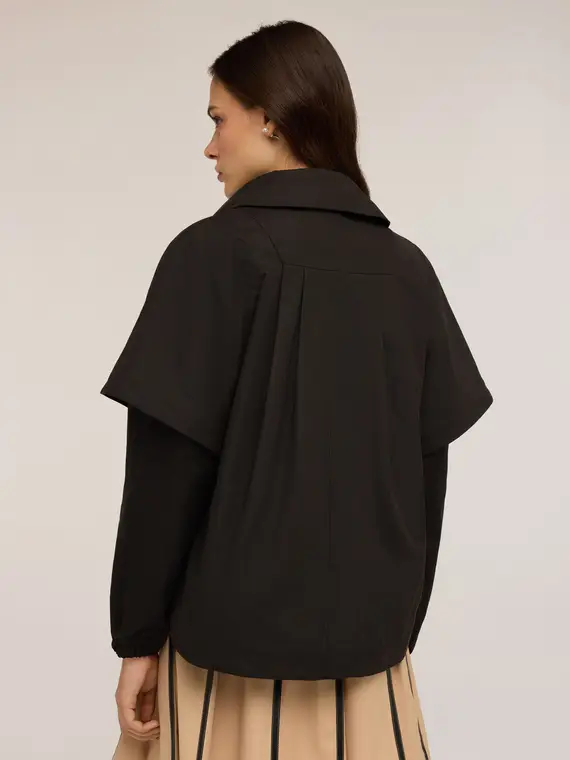Bomber in raso con cappa staccabile Donna, Nero miniatura 2