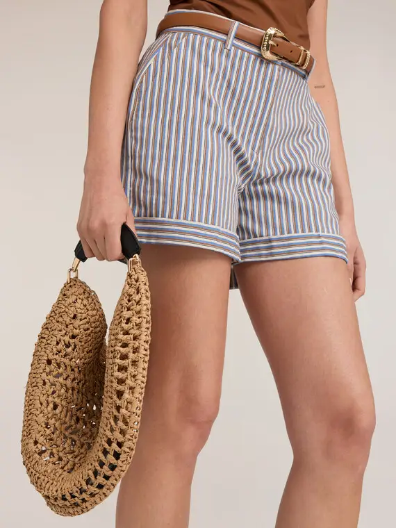 Borsa a spalla traforata con manico Donna, Beige