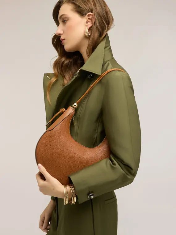 Borsa a tracolla a mezzaluna Donna, Marrone