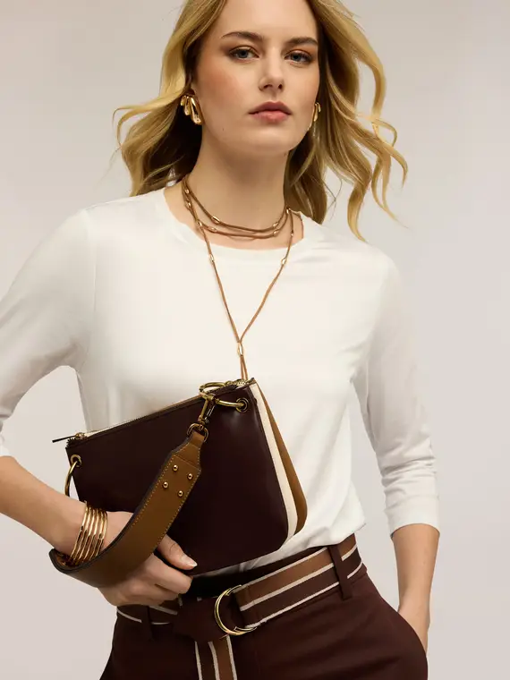 Borsa twins in tessuto spalmato Donna, Marrone