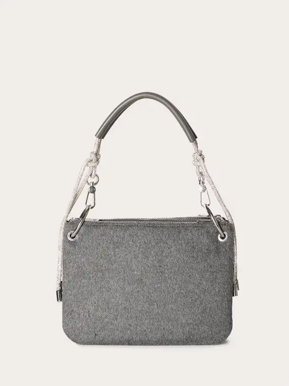 Borsa twins in tessuto spalmato e panno Donna, Grigio miniatura 2