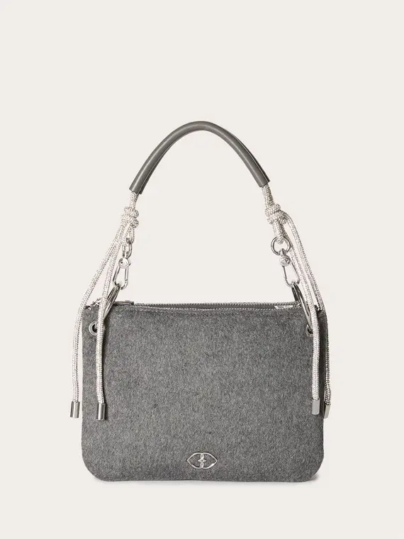 Borsa twins in tessuto spalmato e panno Donna, Grigio