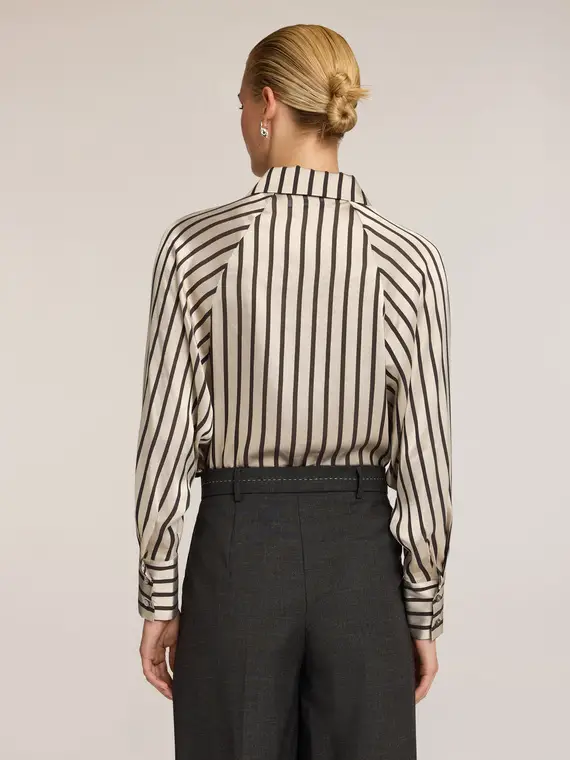 Camicia a righe con maniche over Donna, Grigio miniatura 2