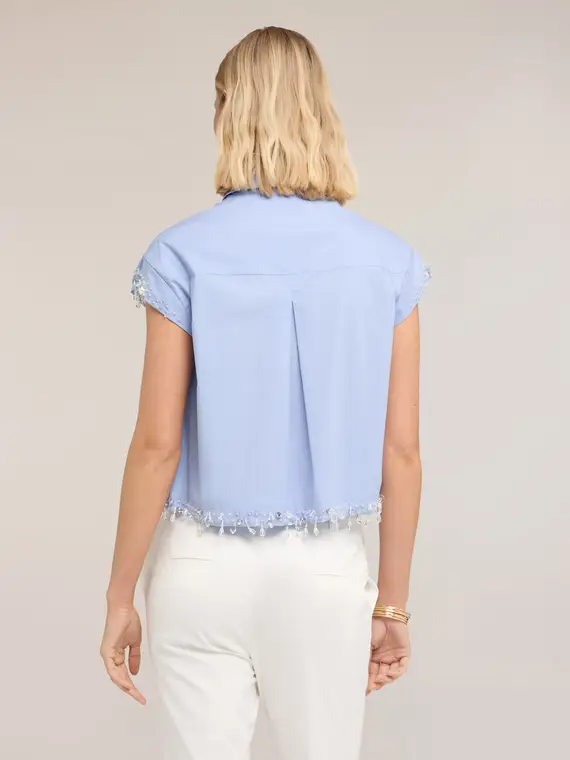 Camicia boxy in popeline con pietre Donna miniatura 2