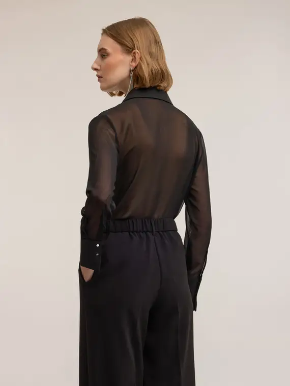 Camicia con applicazione geometrica di strass Donna, Nero miniatura 2