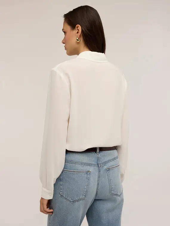 Camicia con bottoni foderati Donna, Bianco miniatura 2