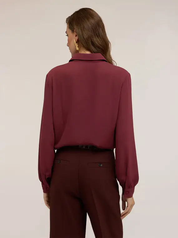 Camicia con bottoni foderati Donna, Bordeaux miniatura 2