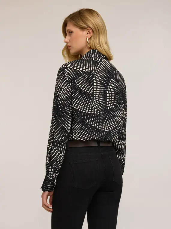 Camicia con cravattina fantasia a cuori Donna, Nero miniatura 2