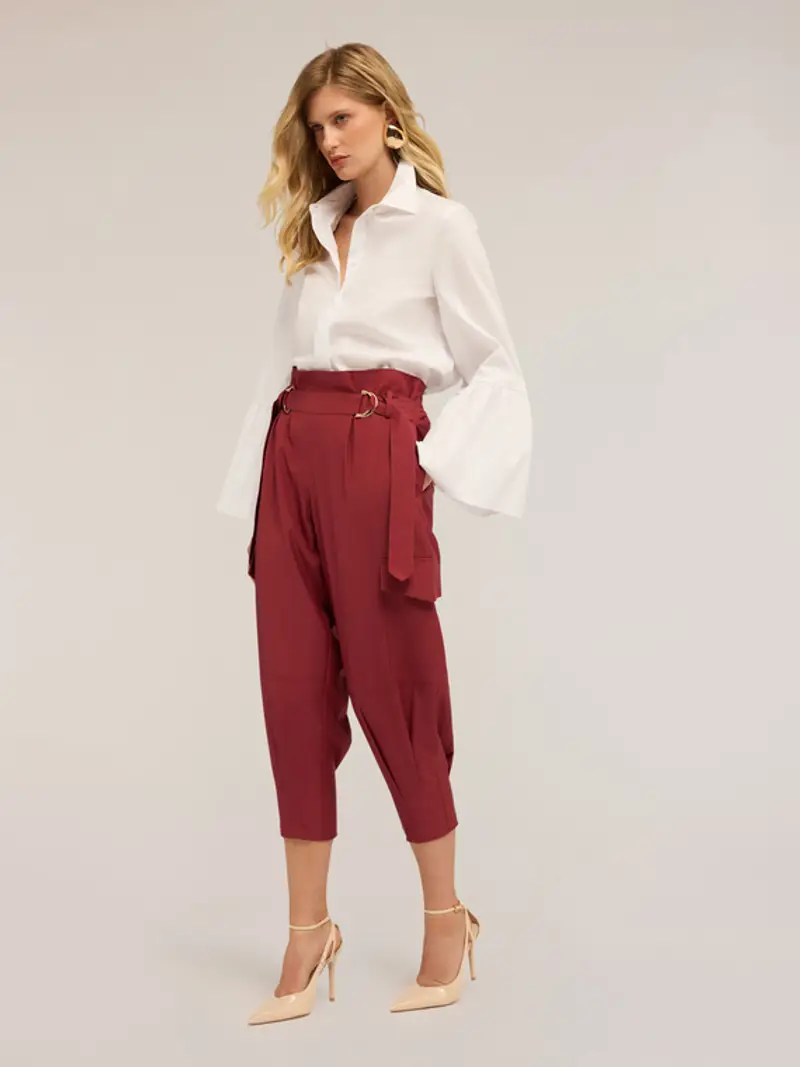 Camicia con maniche flare Donna, Bianco