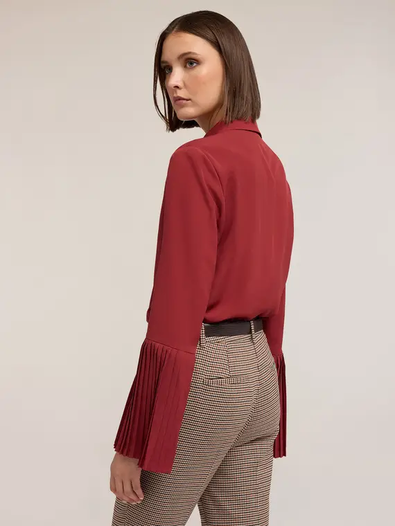 Camicia con maniche plissé Donna, Bordeaux miniatura 2