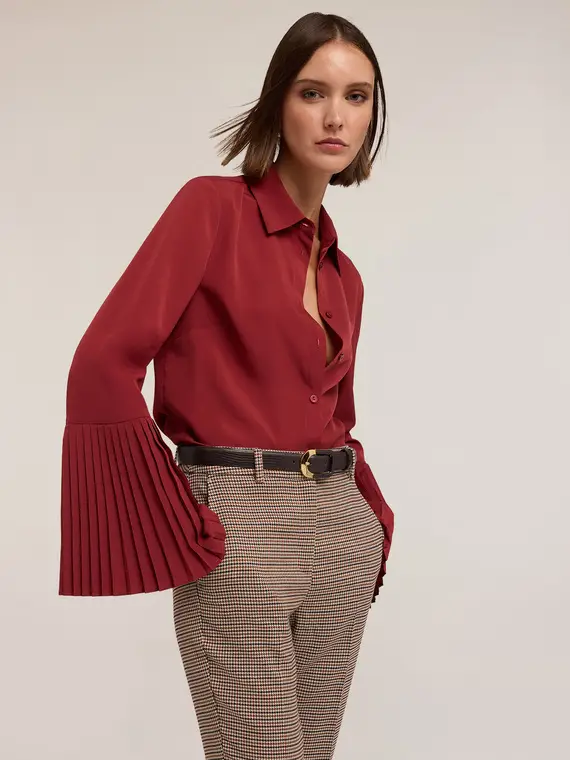 Camicia con maniche plissé Donna, Bordeaux miniatura 3