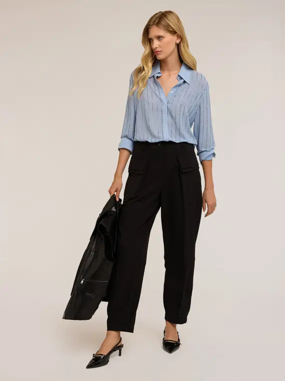 Camicia con micro borchie Donna, Azzurro