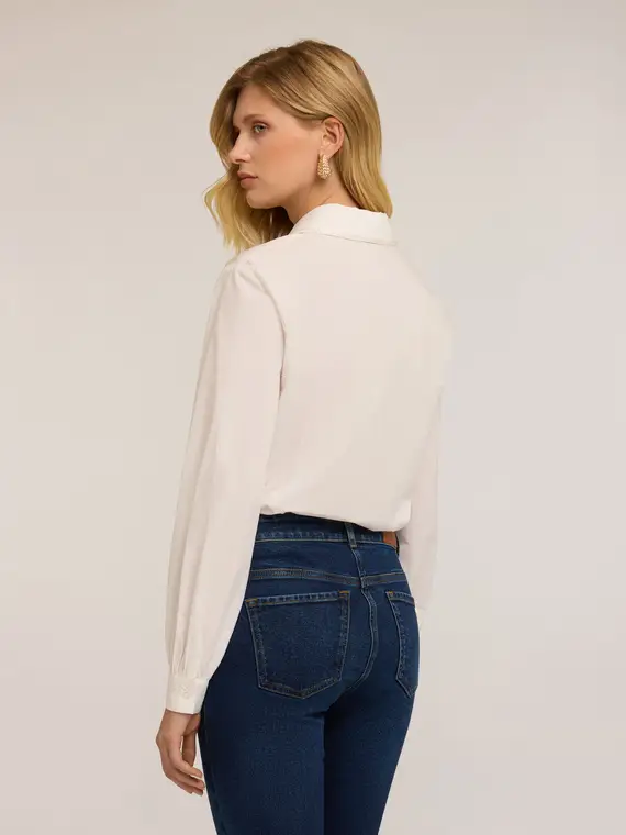 Camicia con ricami di canottiglie Donna, Bianco miniatura 2