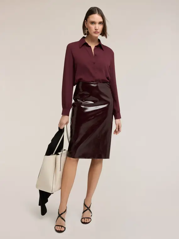 Camicia in chiffon Donna, Bordeaux miniatura 3