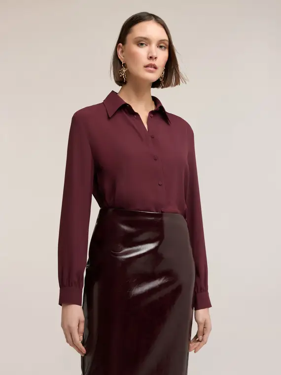 Camicia in chiffon Donna, Bordeaux