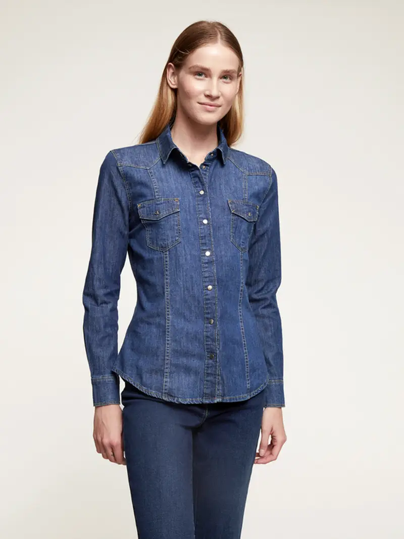 Motivi Camicia in denim Donna, Blu, Taglia 36