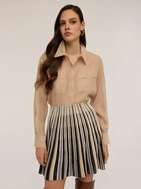 Camicia in organza con tasche Donna, Beige