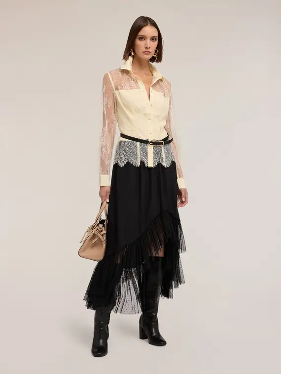 Camicia in pizzo Donna, Beige miniatura 3