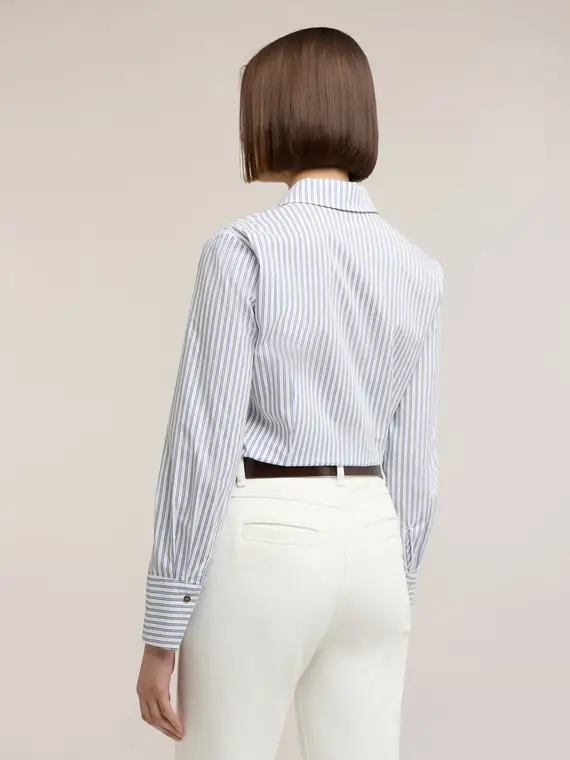 Camicia in popeline a righe Donna, Blu miniatura 2