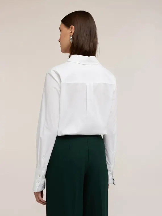 Camicia in popeline con polsini decorati Donna, Bianco miniatura 2