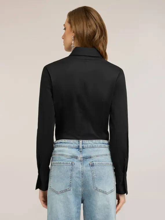 Camicia in popeline di cotone Donna, Nero miniatura 2