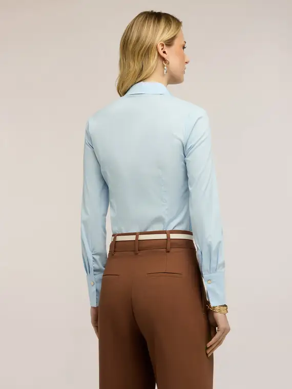 Camicia in popeline di misto cotone Donna, Azzurro miniatura 2