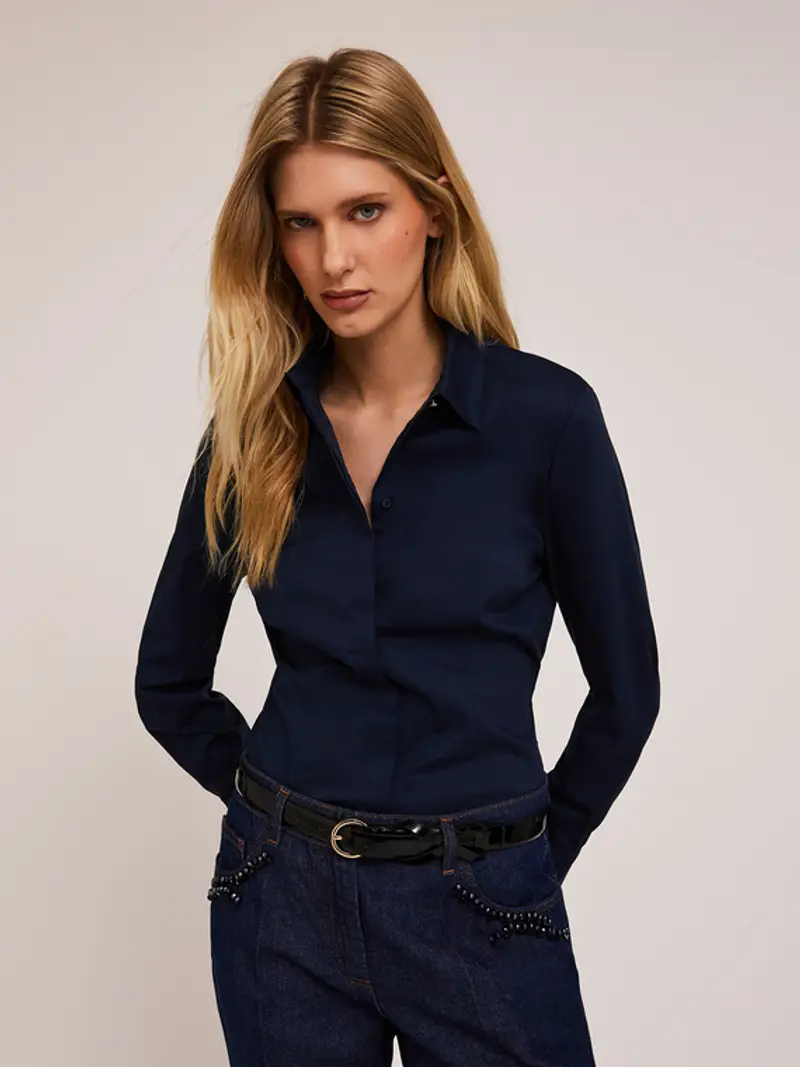 Motivi Camicia in popeline Donna, Blu, Taglia 36 miniatura 2