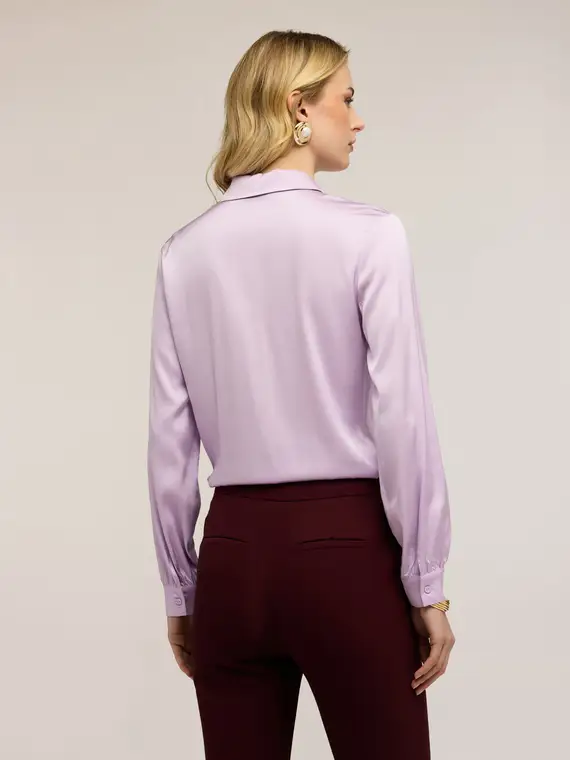 Camicia in raso di viscosa Donna, Viola miniatura 2
