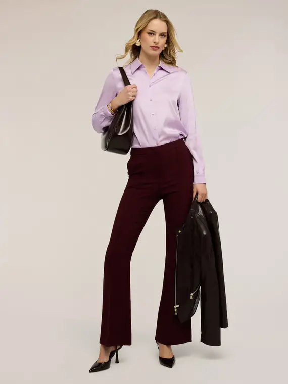 Camicia in raso di viscosa Donna, Viola miniatura 3