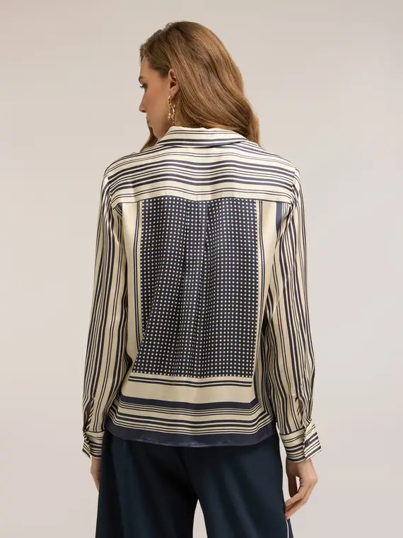 Camicia in raso fantasia foulard Donna, Blu miniatura 2