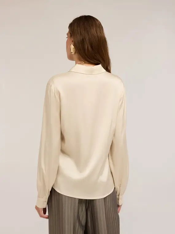 Camicia satin Donna, Beige miniatura 2