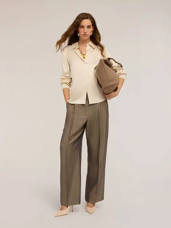 Camicia satin Donna, Beige miniatura 3