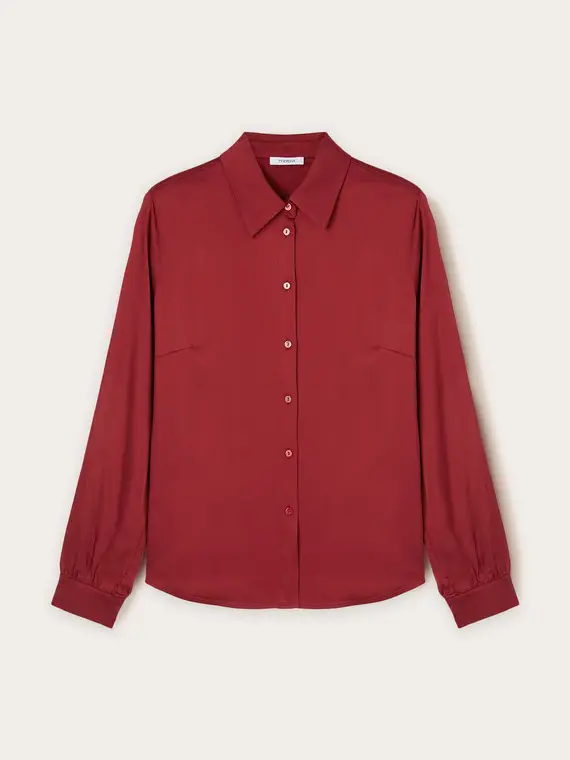 Camicia satin Donna, Bordeaux