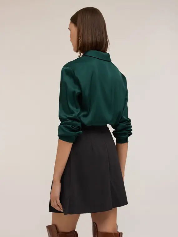 Camicia satin Donna, Verde miniatura 2