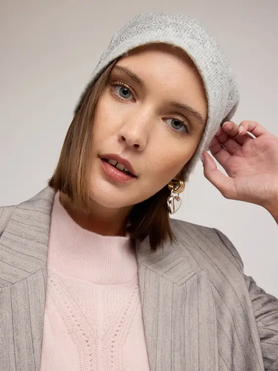 Cappello in maglia con micro strass Donna, Grigio