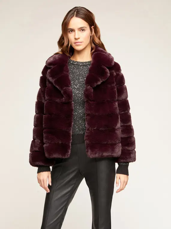 Cappotto a cappa a doghe Donna, Rosso miniatura 3