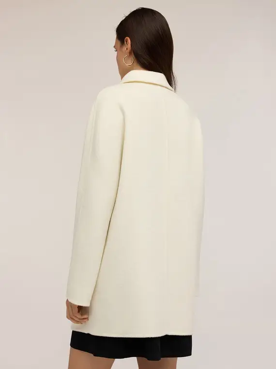 Cappotto a kimono in panno misto lana Donna, Bianco miniatura 2