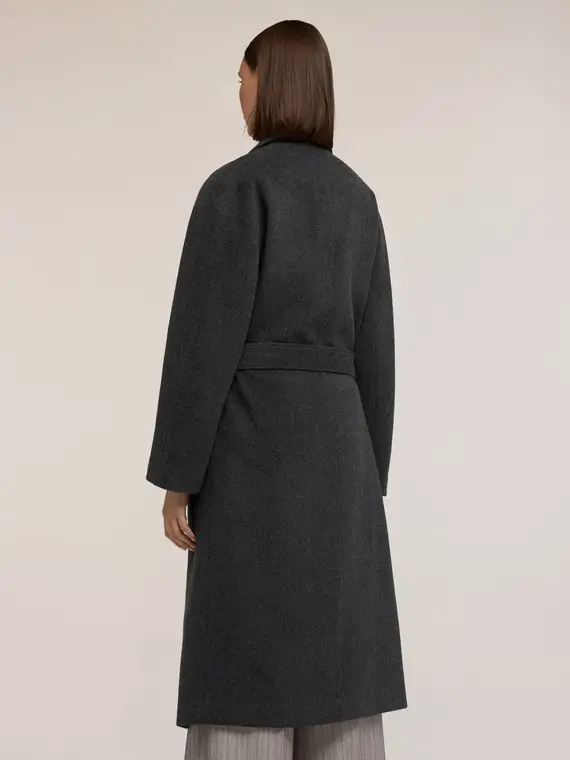Cappotto doppiopetto in drap misto lana Donna, Grigio miniatura 2