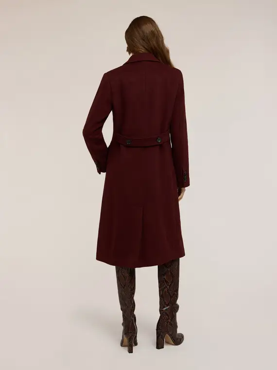 Cappotto doppiopetto in drap misto lana Donna, Marrone miniatura 2