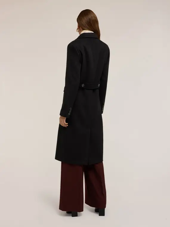 Cappotto doppiopetto in drap misto lana Donna, Nero miniatura 2