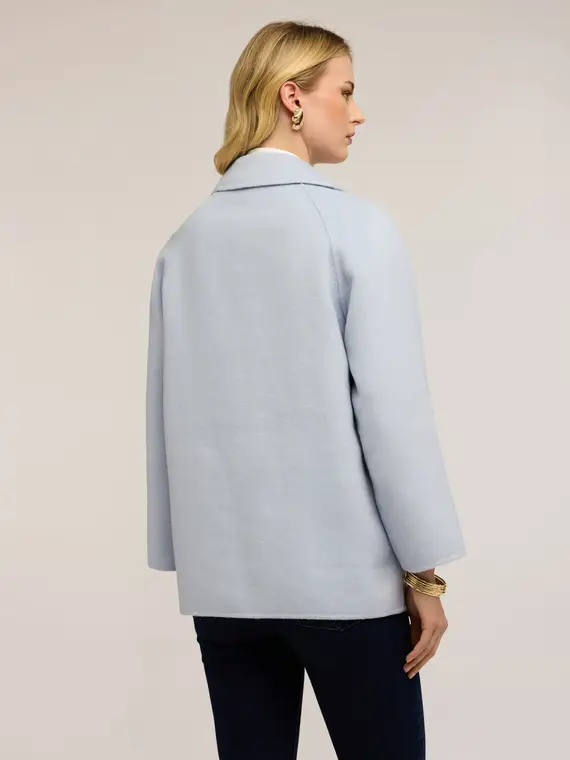 Cappotto doppiopetto in misto lana double Donna, Azzurro miniatura 2