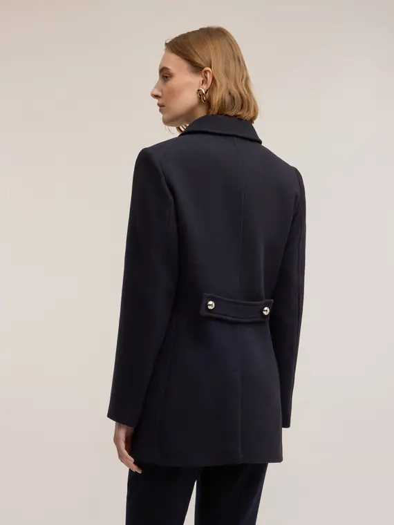 Cappotto doppiopetto in panno Donna, Blu miniatura 2