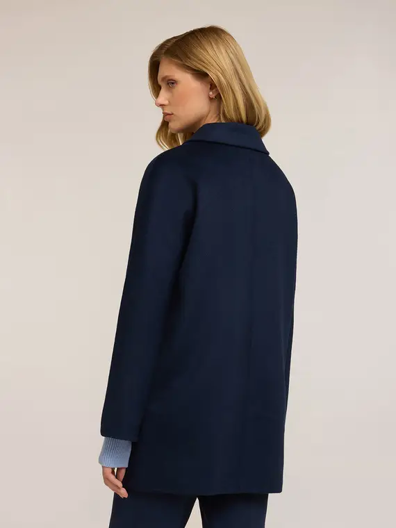 Cappotto doppiopetto in panno misto lana Donna, Blu miniatura 2